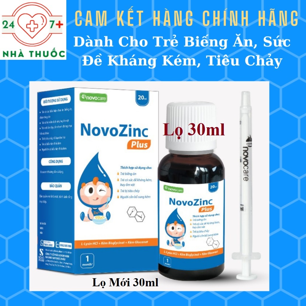 NovoZinC Plus (30ml, HD 2026)- BỔ SUNG KẼM HỮU CƠ NHỎ GIỌT, TĂNG CƯỜNG SỨC ĐỀ KHÁNG, GIÚP BÉ ĂN NGON