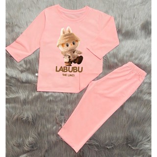 Bộ dài tay, dài quần bé trai bé gái hình in labubu the linci cho bé từ 6kg-30kg.DT04.