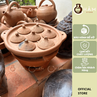 Chảo bánh căn đất nung 7 lỗ kèm lò