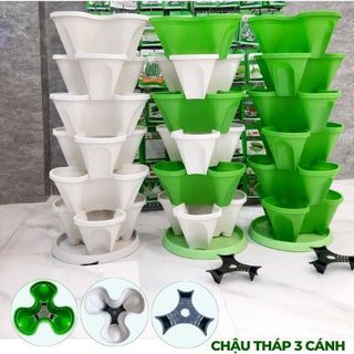 Combo Chậu Tháp Trồng Rau Siêu tiết kiệm diện tích, dế sử dụng, độ bề cao chậu nhựa trồng rau