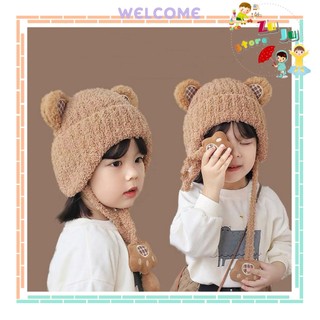 Mũ Beanie - Mũ Len Nhung Trùm Đầu Mềm Mịn Giữ Ấm Tai Ngộ Nghĩnh Đáng Yêu Dành Cho Bé Trai Bé Gái Phong Cách Hàn Quốc