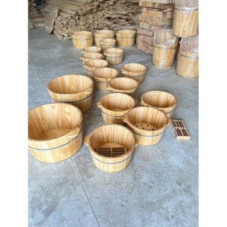 Chậu gỗ ngâm chân hạt masager dày bóng bàn lăn đi kèm