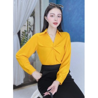 Áo sơ mi lụa công sở nữ kiểu xoắn ngực CHUU A9001.8226