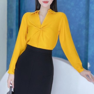 Áo sơ mi lụa công sở nữ kiểu xoắn ngực CHUU A9001.8226