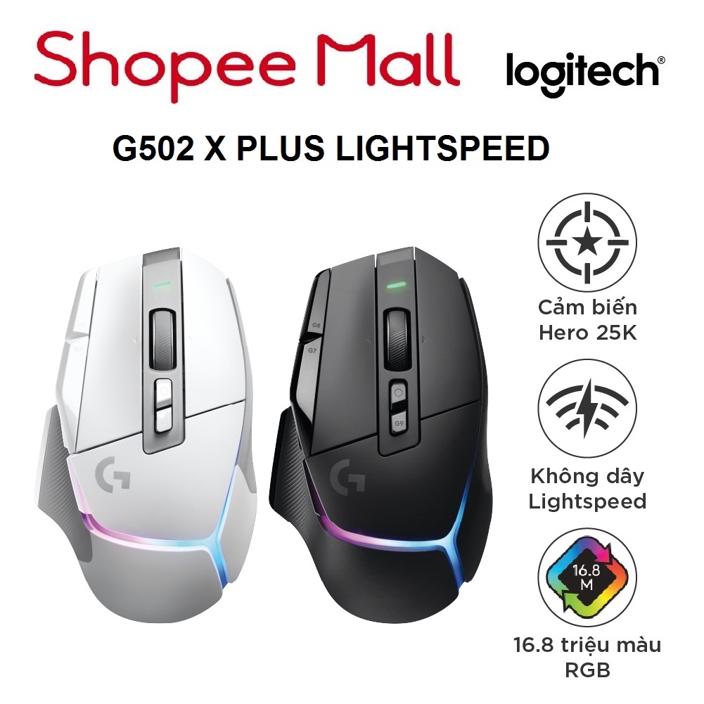 Chuột game không dây Logitech G502 X PLUS LIGHTSPEED LIGHTFORCE Hybrid RGB Lightsync - Bảo hành 24 tháng Chính Hãng