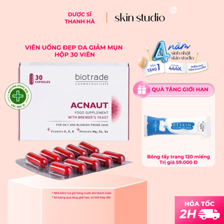 Viên uống giảm mụn đẹp da, điều hòa nội tiết BIOTRADE  ACNAUT FOOD SUPPLEMENT hộp 30 viên