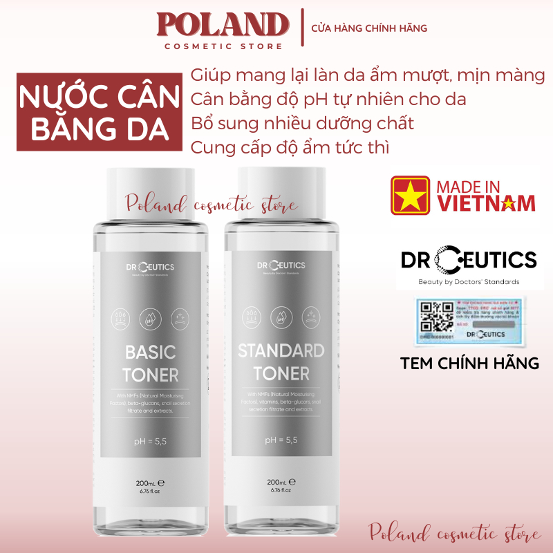 Nước cân bằng da Dr.Ceutics Basic Toner, Standard Toner cấp ẩm, làm dịu da 200ml