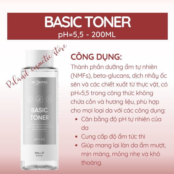 Nước cân bằng da Dr.Ceutics Basic Toner, Standard Toner cấp ẩm, làm dịu da 200ml