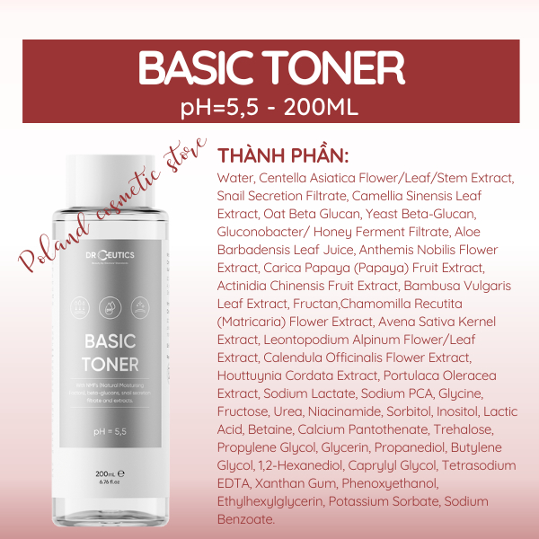 Nước cân bằng da Dr.Ceutics Basic Toner, Standard Toner cấp ẩm, làm dịu da 200ml