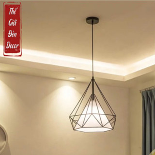Đèn thả đơn, đèn trang trí kim cương khung sắt sơn tĩnh điện D250 TH171