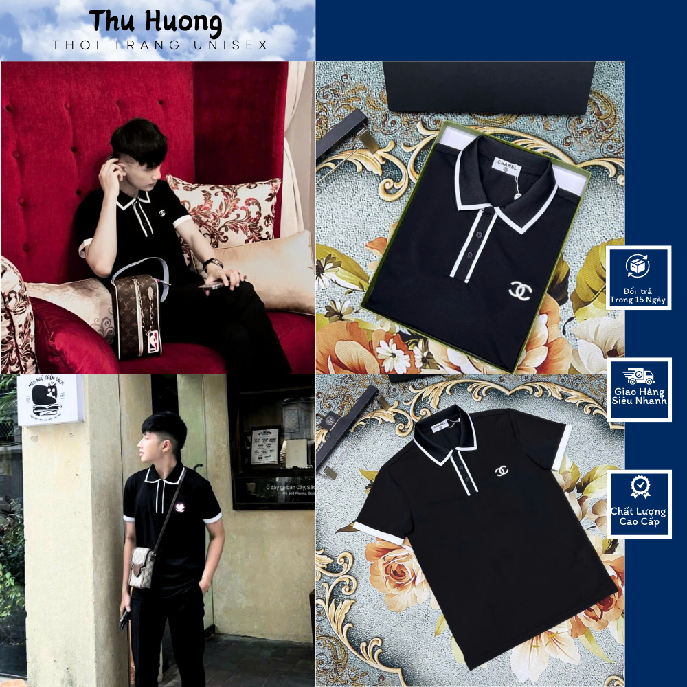 Áo polo CC họa tiết đơn giản siêu sang chất liệu cao cấp fom dáng trẻ trung -áo polo nam cao cấp