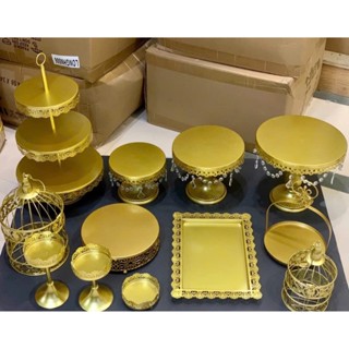 🍰 Bộ Khay Kệ Bánh Trắng/Vàng Gold Bày Bánh Kẹo, Hoa Quả Trang Trí Tiệc Sinh Nhật, TeaBreak