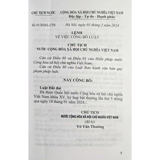 Sách - Luật Đất Đai Bản Mới Nhất 2024 - NXB Công An Nhân Dân