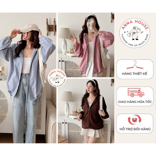 Áo khoác nữ nhung lì 2 lớp form rộng có mũ tay bồng nhiều màu basic, Áo khoác nữ nhung tăm, gân dáng Oversize from rộng