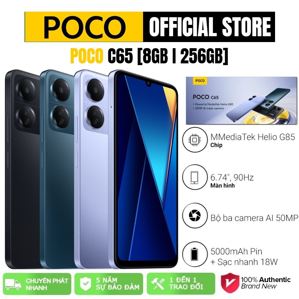 ✨Điện thoại POCO C65✨ (8GB/256GB) 6.71" NFC | IPS LCD HD+ | Helio G85 | 5000mAh - Hàng Chính Hãng Bảo Hành 18 tháng