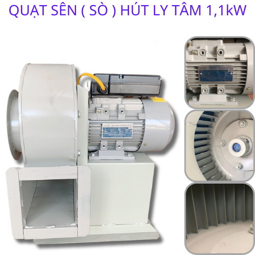 Quạt sên Ly Tâm công suất 1.1KW cánh lồng sóc ( Cánh Nan ) - Hút Mùi - Hút Khói Bếp... Dây Đồng 100%