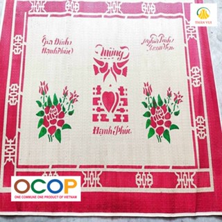 Chiếu Cói ❤️FREESHIP❤️Chiếu Thái Bình In Hoa 0,8/1m2/1m5/1m6/1m8/2m2