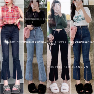 Quần jean ống Loe Xẻ nữ lỡ 92cm( dành cho các bạn m45-m62)   Sẵn shop KLii Jeans