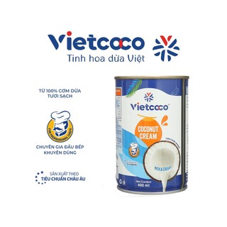 VIETCOCO (Lon 400ml) NƯỚC CỐT DỪA TƯƠI Rich & Creamy Coconut Cream (HALAL)