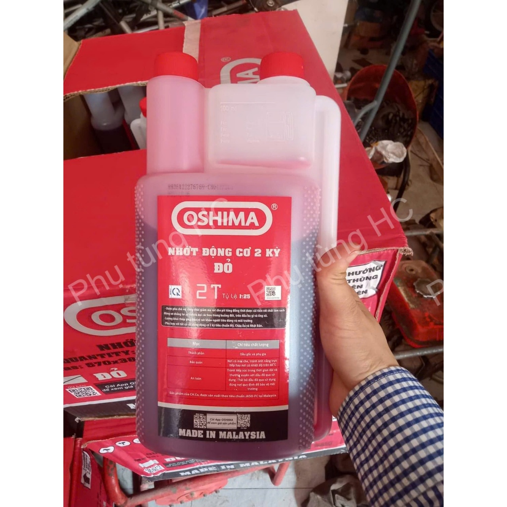 Nhớt 2 thì (2T) OSHIMA chính hãng cho máy cưa, máy cắt cỏ 2 thì