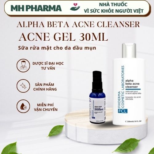 Fixderma FCL Alpha Beta Acne Cleanser & Acne Gel 30ml Sữa rửa mặt cho da dầu mụn