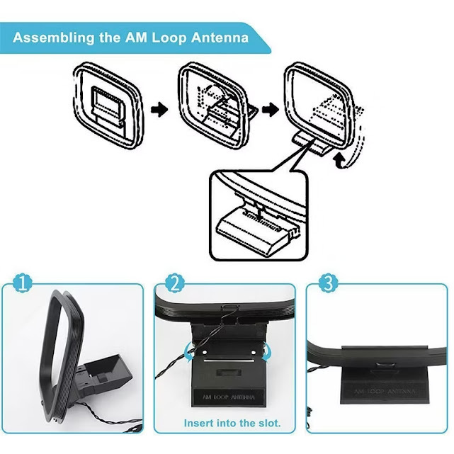 Ăng-ten AM FM 2 chân anten vòng lặp 3 chân nhận tín hiệu đài radio cho cassette Sharp Sony dàn nhạc 