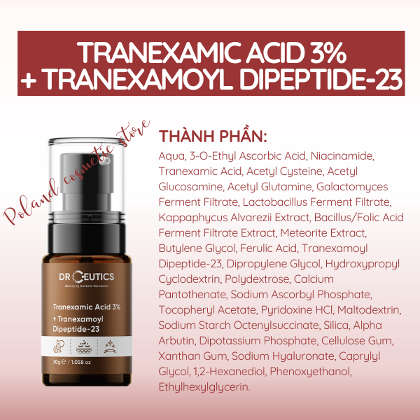 Serum giảm nám DrCeutics Tranexamic 3% giúp mờ thâm nám, sáng da, giảm đỏ 30ML