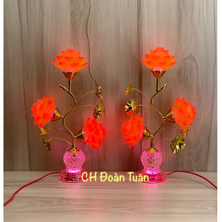 ĐÈN BA BÔNG SEN ĐỔI MÀU (1CẶP)