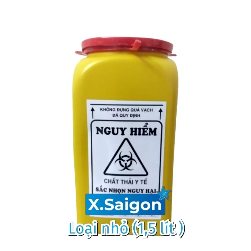 Bình Hủy kim tiêm, vật sắc nhọn y tế (Loại nhỏ 1,5 lít).