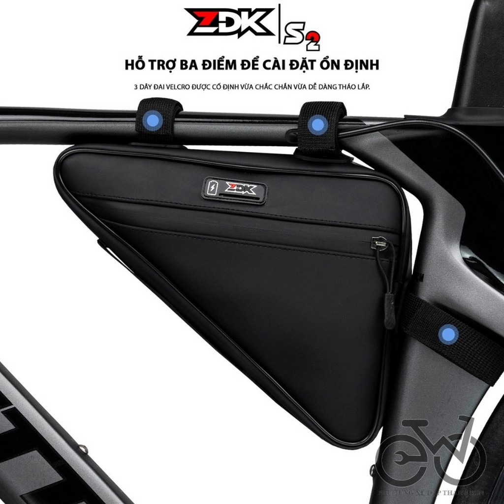 Túi Gắn Sườn Xe Đạp ZDK S2, Mẫu Túi Tam Giác Vải Da Dày Dặn, Đựng Đồ Dùng Treo Xe Đạp Thể Thao Tiện Lợi