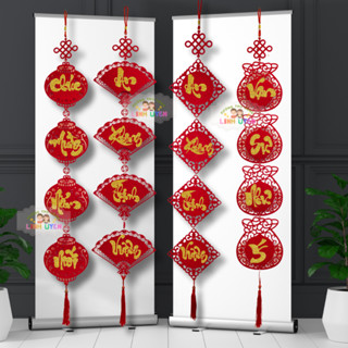 [Size Trung 85cm] Câu đối đỏ, liễng trang trí tết nguyên đán, năm mới 2024 chữ thư pháp nổi kim tuyến đủ mẫu