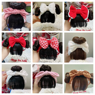 [50 mẫu- Tóc đen] Turban tóc giả cho bé, băng đô tóc giả bé gái, tóc giả bé gái sơ sinh, tóc giả em