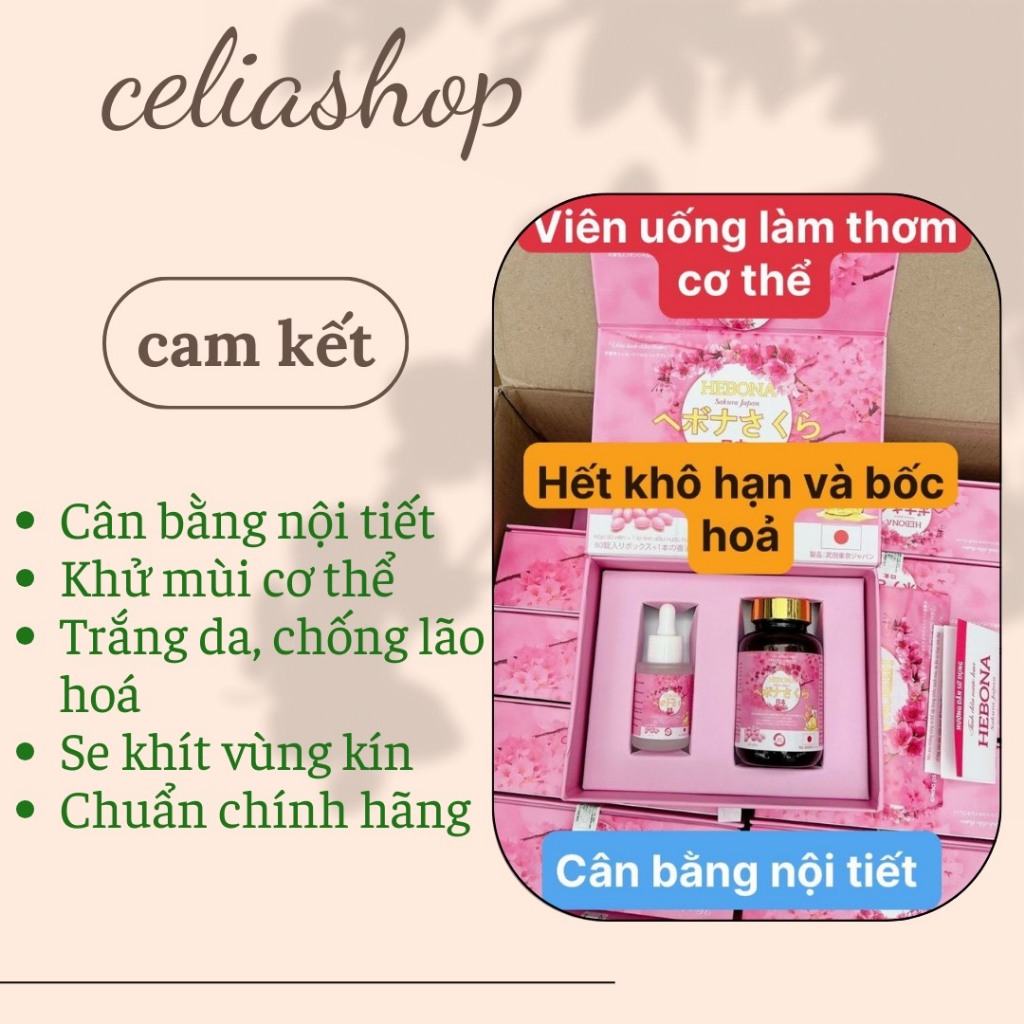 Viên uống thơm cơ thể Hebona Sakura Nhật Bản tạo hương thơm cho cơ thể, làm đẹp da, chống lão hóa tặ