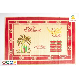 Chiếu Cói Đậu Thái Bình In Dừa Kích Thước (2mx2m2)