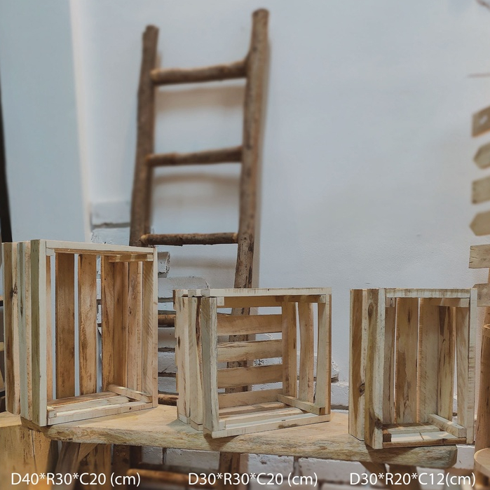 Thùng gỗ pallet trang trí nhiều kích cỡ