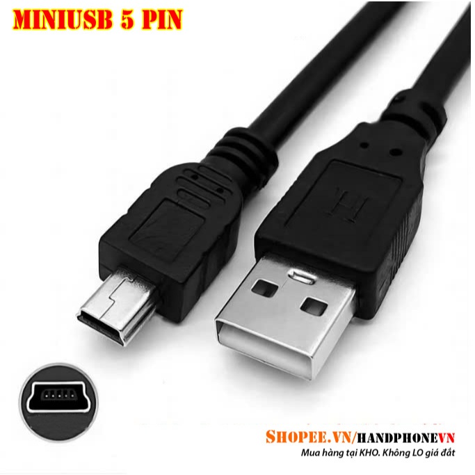 Cáp usb, Cáp sạc, kết nối data chân MiniUSB 5 pin