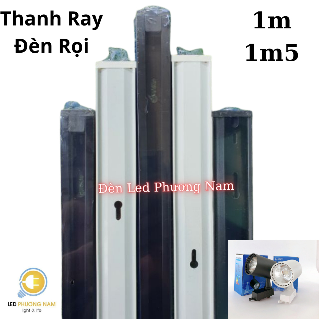 Thanh Ray Lắp Cho Đèn Rọi 1m và 1m5 (Trắng - Đen)