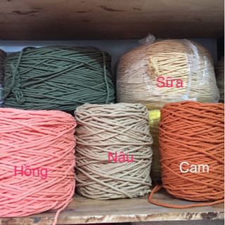 Cuộn dây thừng 3 ly sợi cotton làm macrame (50 mét/cuộn)
