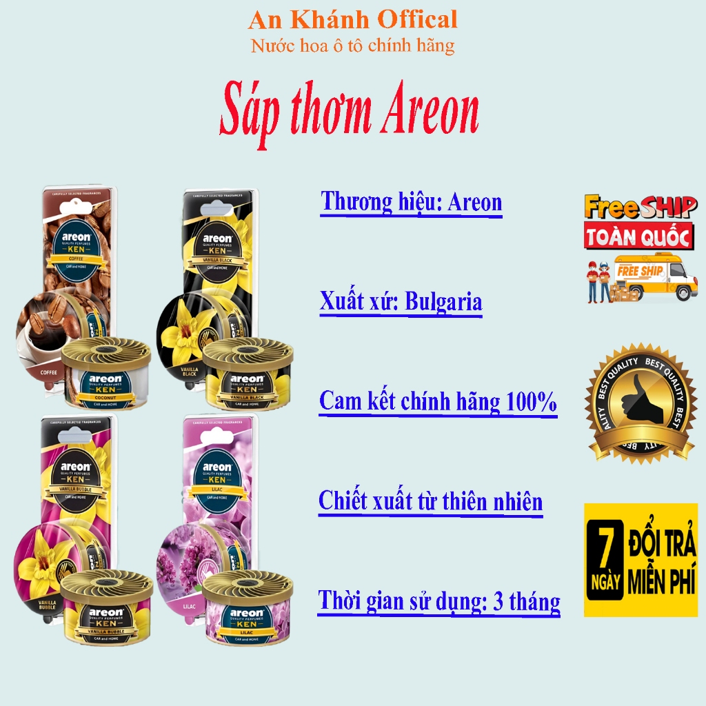 Sáp thơm ô tô Areon Bulgaria (nhiều mùi)