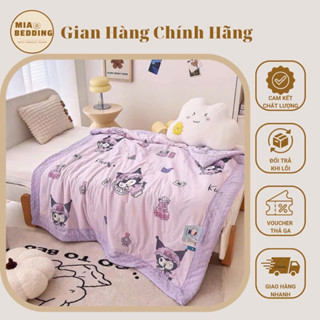 Chăn cho bé đi học chất liệu vải thun lạnh chần bông mềm mịn, thoáng mát