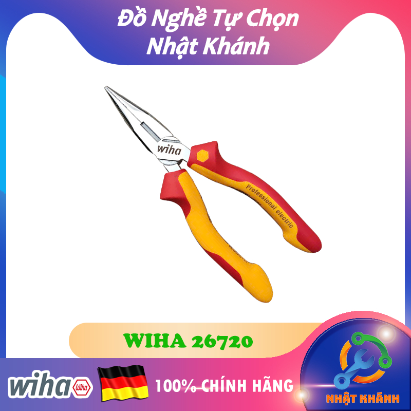 Kìm Mỏ Nhọn 160mm Cách Điện 1000 Volt WIHA 26720 [chính hãng Đức/Germany]