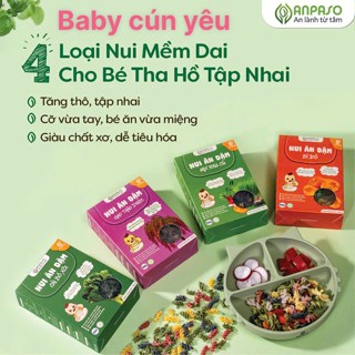  Nui Ăn Dặm Vị Rau Củ Organic Anpaso - Mì Nui Hữu Cơ Cho Bé Từ 6 Tháng Tuổi - Đồ Ăn Dặm Hộp 150g 