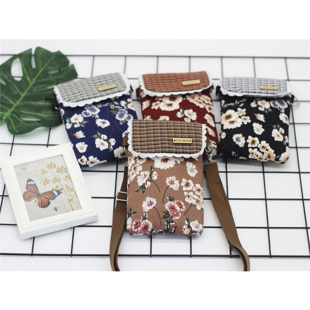 Túi điện thoại Hoa Lily và Hoa Loa kèn 3 ngăn 96k