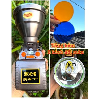 Đèn pin đội đầu công suất 10.000W mã YM-7777, kèm kính sáng vàng và sáng xanh và Đèn pin XJ9158