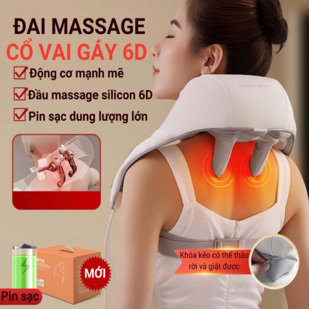 Máy Massage Cổ Vai Gáy 6D Giảm Đau Mỏi Vai Gáy, Máy Massage Thông Minh Cải Thiện Sức Khỏe