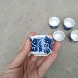 Chén thờ cúng, chén nước men Lam ( 3D)