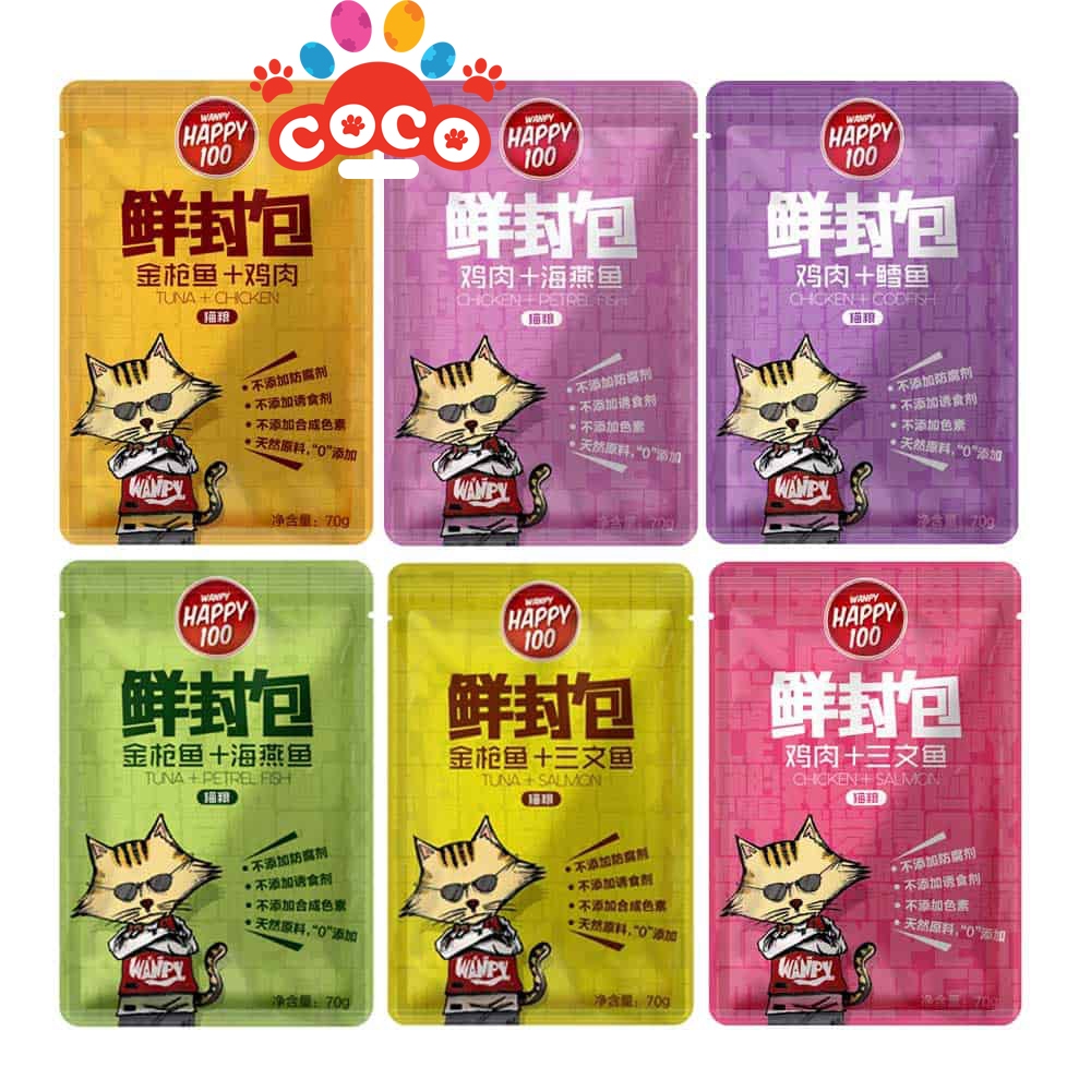 Pate Wanpy Happy 100 Cho Mèo Mọi Lứa Tuổi (70g)