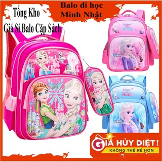 [Tặng kèm hộp bút] Cặp cho bé gái tiểu học ,balo elsa hình công chúa nhiều ngăn cho bé gái cấp 1, cấp 2 từ lớp 3- lớp 9