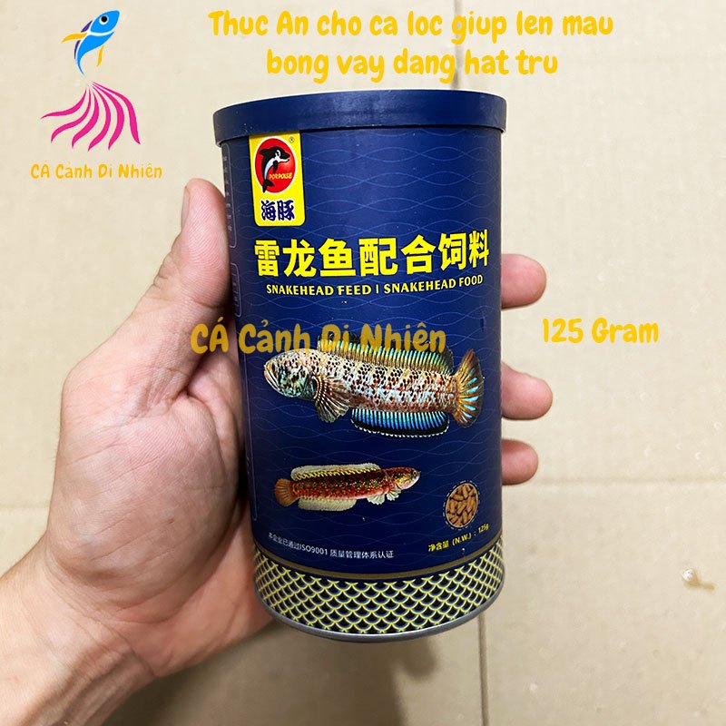 Thức ăn cho cá lóc Porpoise 125 gram giúp tăng màu, bóng vảy cám cá lóc