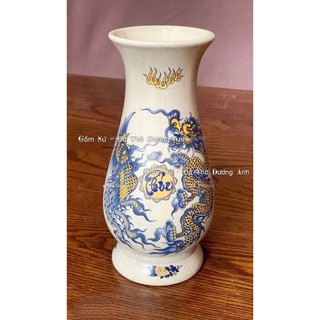 Bộ Đồ Thờ Men Rạn ( rồng vàng viền xanh)